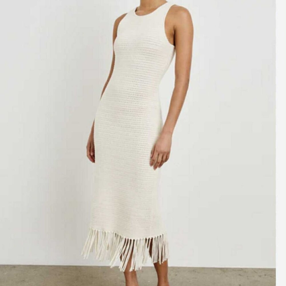 Rails Cream Fringe Midi Dress